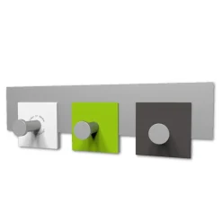 Appendiabiti a muro moderno 3 ganci stripes verde mela bianco grigio