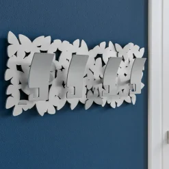 Appendiabiti a parete moderno per ingresso farfalle legno bianco grigio