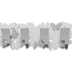 Appendiabiti a parete moderno per ingresso farfalle legno bianco grigio