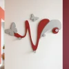Appendiabiti da parete butterfly legno rosso rubino grigio