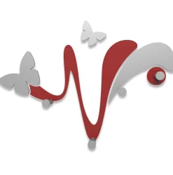 Appendiabiti da parete butterfly legno rosso rubino grigio