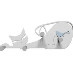 Appendiabiti da parete con gatto legno colore bianco