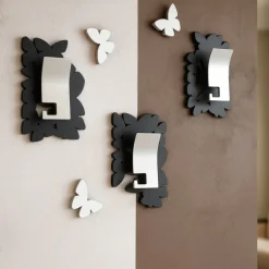 Appendiabiti da parete da farfalle legno nero e