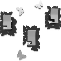 Appendiabiti da parete da farfalle legno nero e