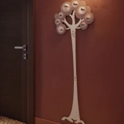 Appendiabiti da parete design moderno albero grigio prugna