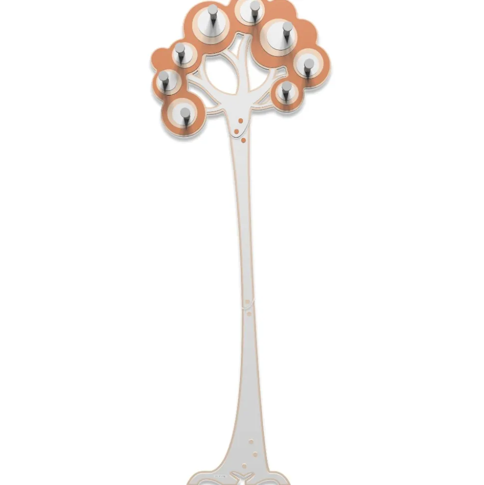 Appendiabiti da parete design moderno albero legno colore terracotta