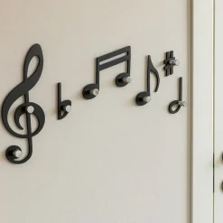 Appendiabiti da parete design musicale verdi nero