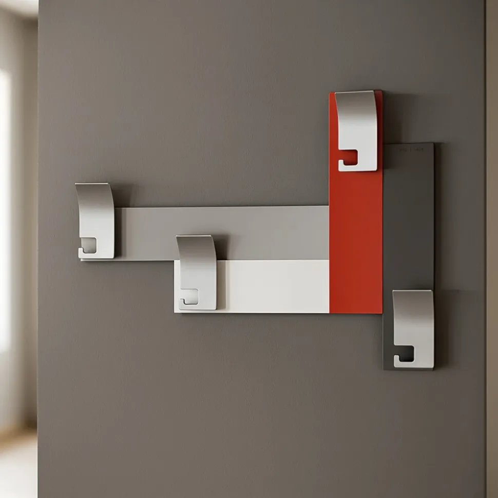 Appendiabiti da parete design moderno rosso rubino bianco grigio