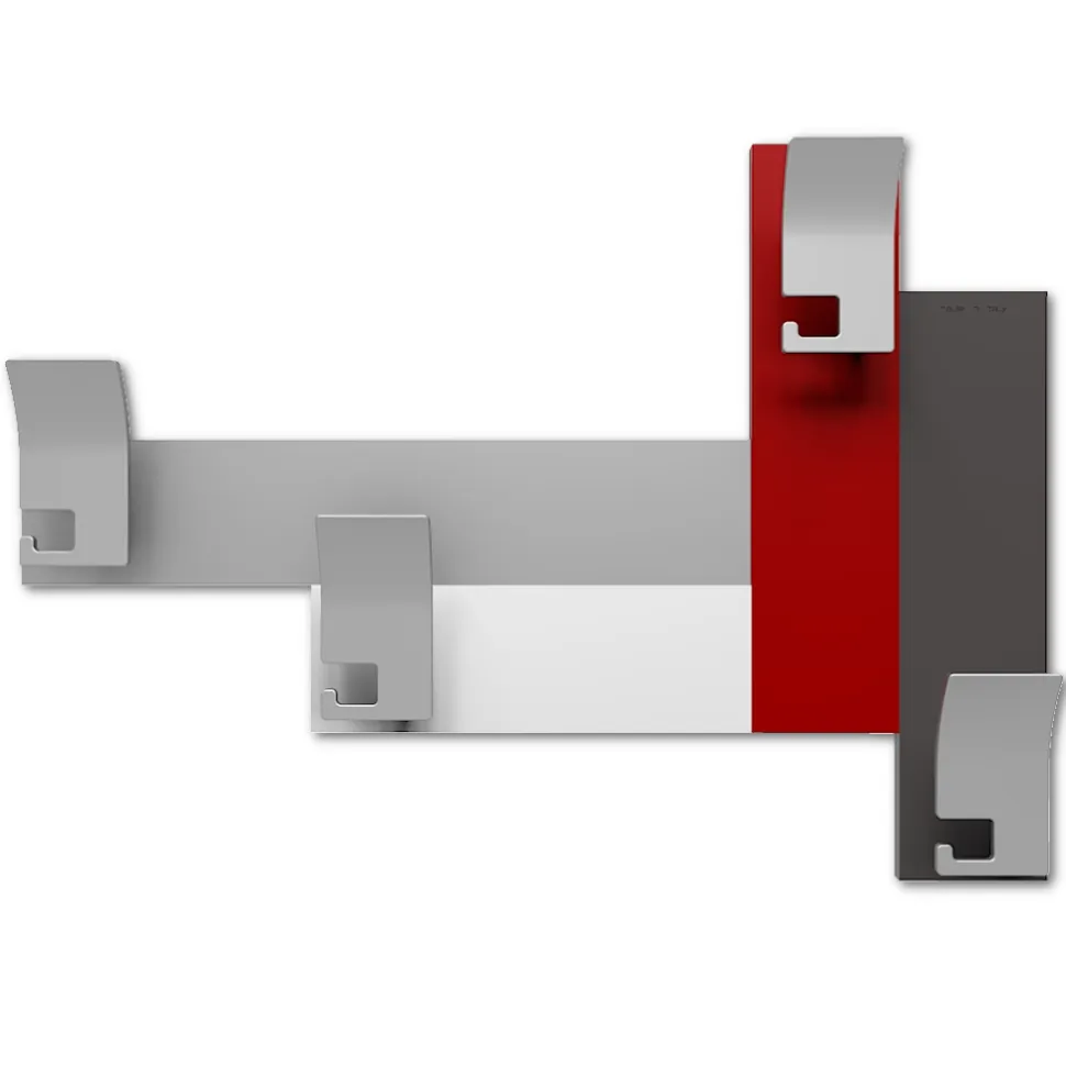Appendiabiti da parete design moderno rosso rubino bianco grigio