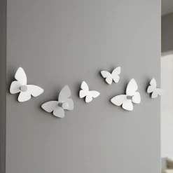 Appendiabiti da parete farfalle bianco grigio 3 ganci