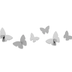 Appendiabiti da parete farfalle bianco grigio 3 ganci