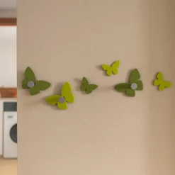 Appendiabiti da parete farfalle legno colore verde oliva