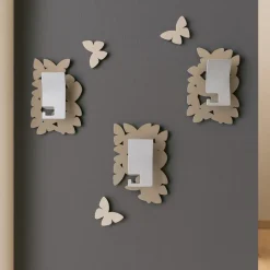 Appendiabiti da parete ganci moderno farfalle legno tortora