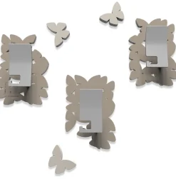 Appendiabiti da parete ganci moderno farfalle legno tortora