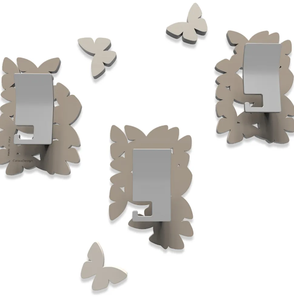 Appendiabiti da parete ganci moderno farfalle legno tortora