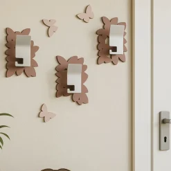Appendiabiti da parete moderno farfalle legno colore rosa nuvola
