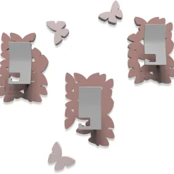 Appendiabiti da parete moderno farfalle legno colore rosa nuvola