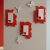 Appendiabiti da parete moderno butterfly legno rosso rubino grigio