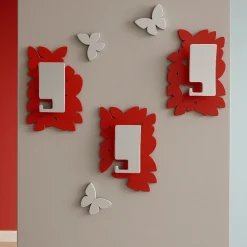 Appendiabiti da parete moderno butterfly legno rosso rubino grigio