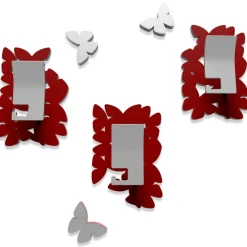 Appendiabiti da parete moderno butterfly legno rosso rubino grigio