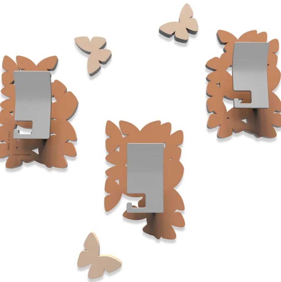 Appendiabiti da parete moderno farfalle legno colore abbronzato