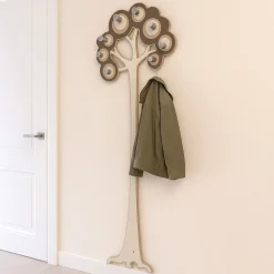 Appendiabiti da parete moderno albero legno colore cioccolato