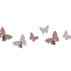 Appendiabiti da parete moderno farfalle divise colore rosa nuvola