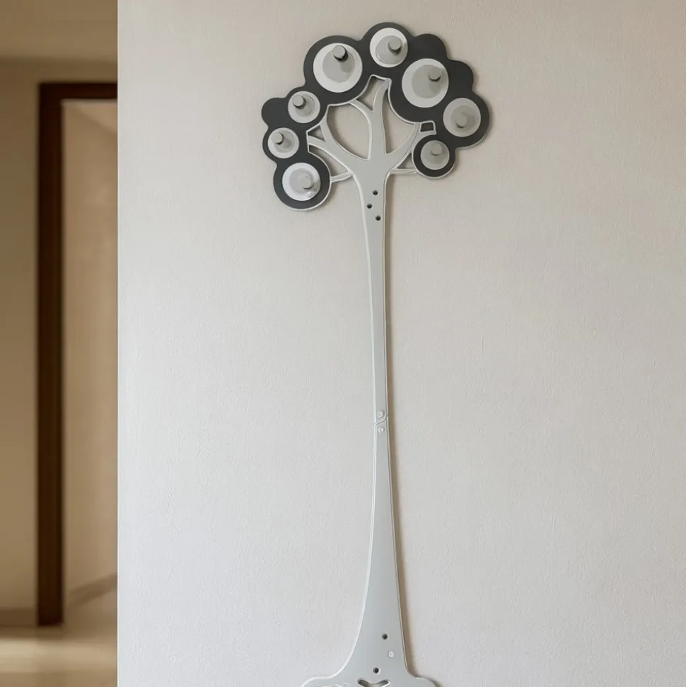 Appendiabiti da parete moderno albero legno colore nero grigio