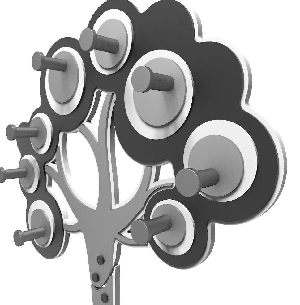 Appendiabiti da parete moderno albero legno colore nero grigio