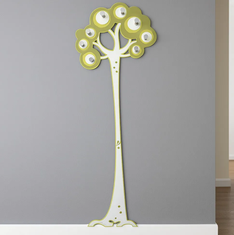 Appendiabiti da parete moderno albero legno colore verde oliva