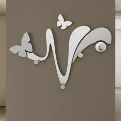 Appendiabiti da parete moderno farfalle legno bianco grigio