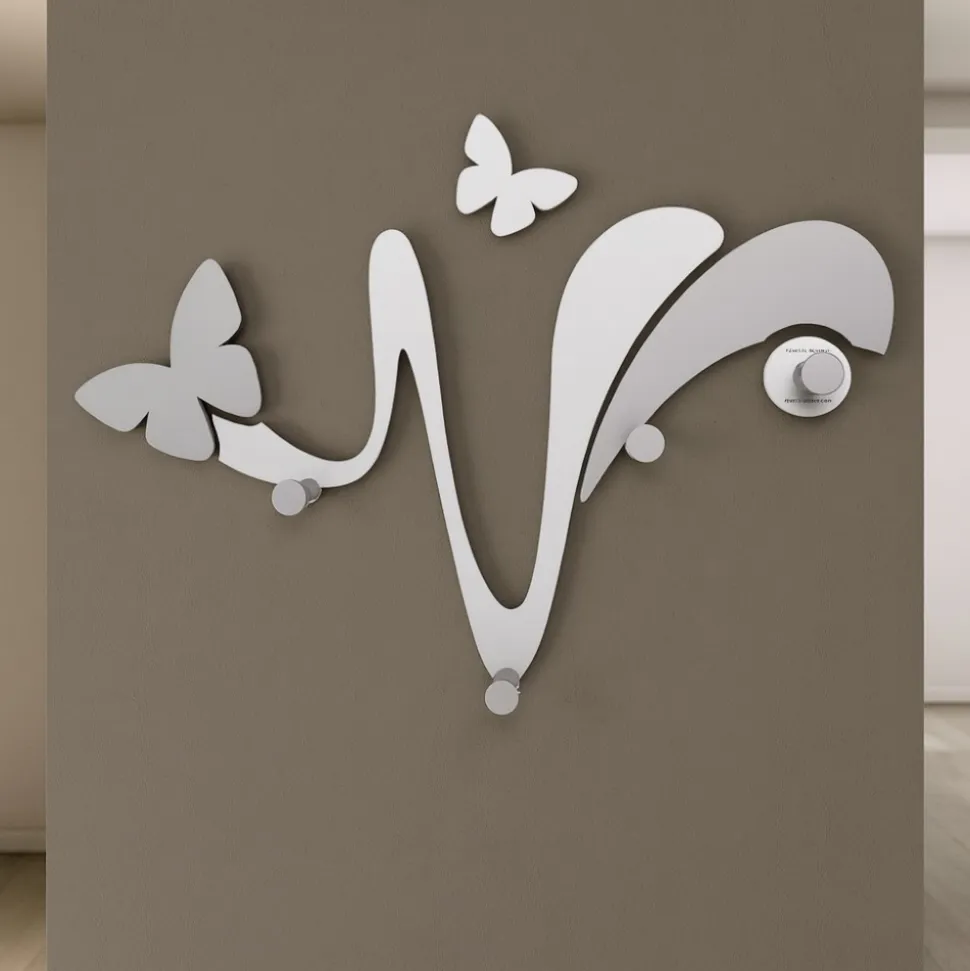 Appendiabiti da parete moderno farfalle legno bianco grigio