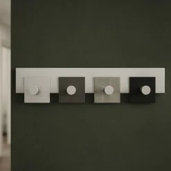 Appendi abiti moderni da parete 4 ganci design radica grigia per ingresso