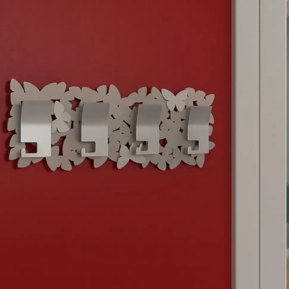 Appendiabiti moderno da parete farfalle legno colore tortora