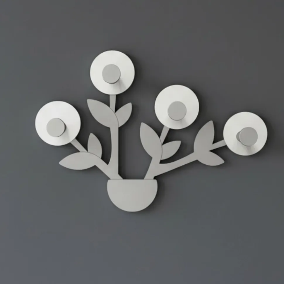Appendiabiti particolare da parete per ingresso design legno bianco grigio