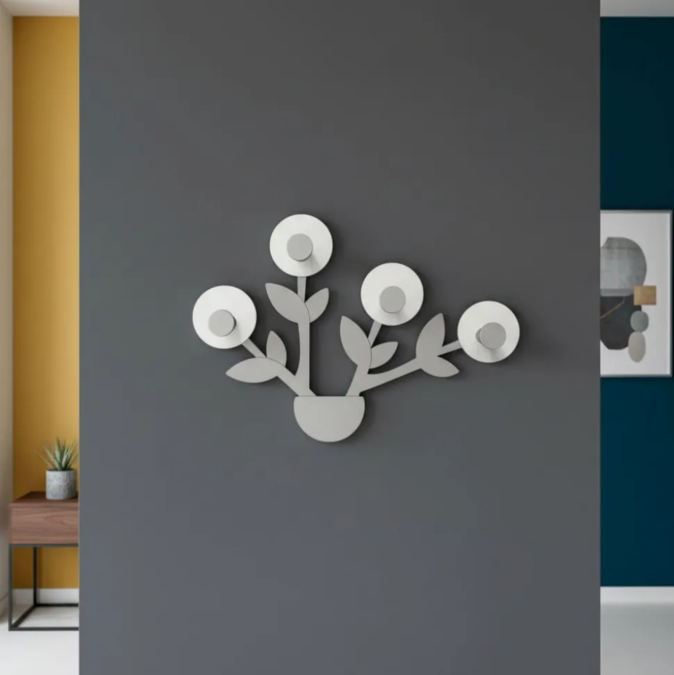 Appendiabiti particolare da parete per ingresso design legno bianco grigio
