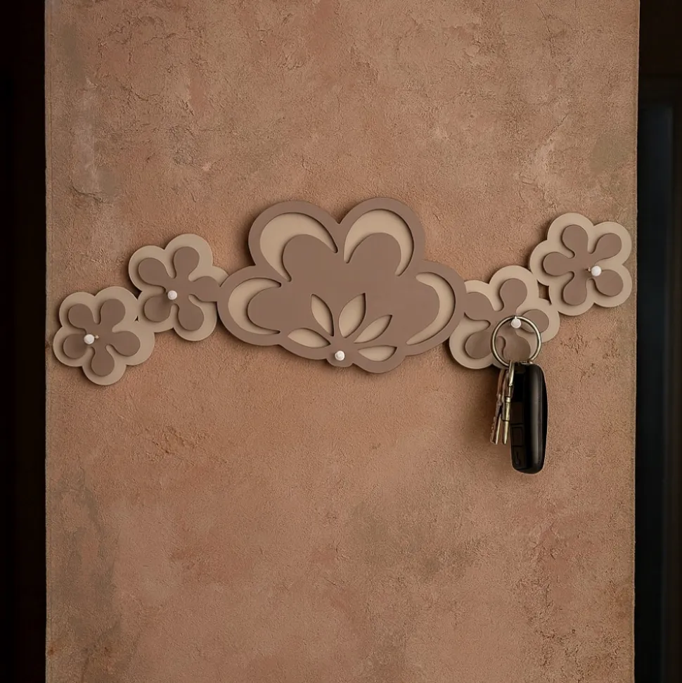 Appendichiavi a parete moderno magnetico legno colore grigio prugna