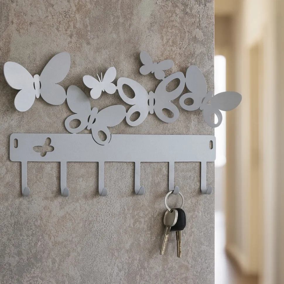Appendichiavi da parete farfalle colore grigio