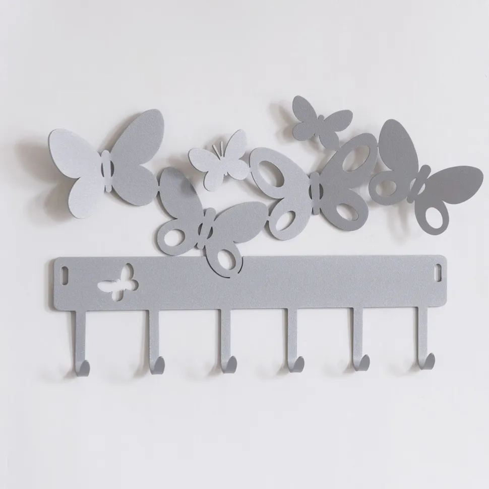 Appendichiavi da parete farfalle colore grigio