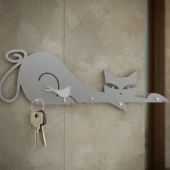 Appendichiavi da parete gatto magnetico legno