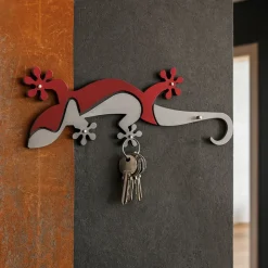 Appendichiavi da parete geko rosso rubino grigio magnetico