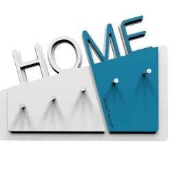 Appendichiavi da parete magnetico design moderno legno bianco blu luce