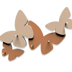 Appendichiavi da parete magnetico farfalle colore abbronzato moderno