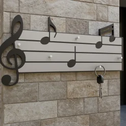 Appendichiavi musicale da parete legno nero e grigio