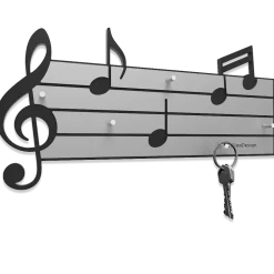 Appendichiavi musicale da parete legno nero e grigio
