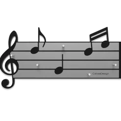 Appendichiavi musicale da parete legno nero e grigio