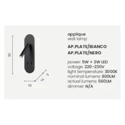Ap plate ondaluce applique per comodino camera da letto bianca led orientabile