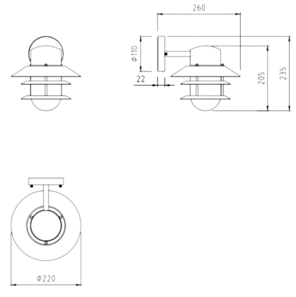 Applique acciaio zincato per esterno anti salsedine ip44