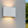 Applique bianca da esterno led 9w 3000k biemissione rettangolare moderna ip54