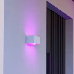 Applique bianco da esterno led rgb da 2700k a 6500k controllo da remoto app ip55 eglo sania-z